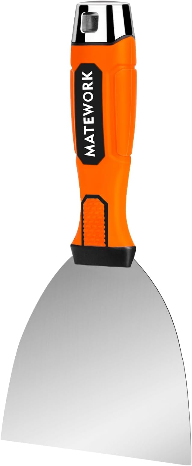 4 Inches Spackle Knife Tools, Putty Scraper, Ergonomic Grip Tapping With Hammer End for Drywall Work