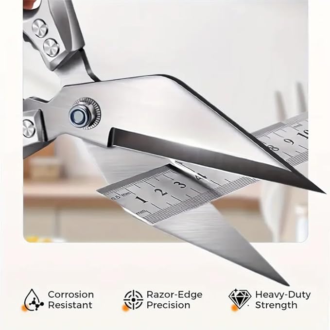 Multifunctional Heavy-Duty Kitchen Shears, Poultry Shears - Heavy Duty kitchen scissors for Food, For Chicken, Meat, Seafood, Bone Cutting (Silver)