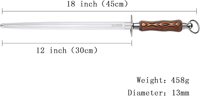 Honing Steel 12 inch Sharpening Steel, Professional Knife Sharpener, High Carbon, Fine Lines, High hardness, knife sharpening Honing Rod