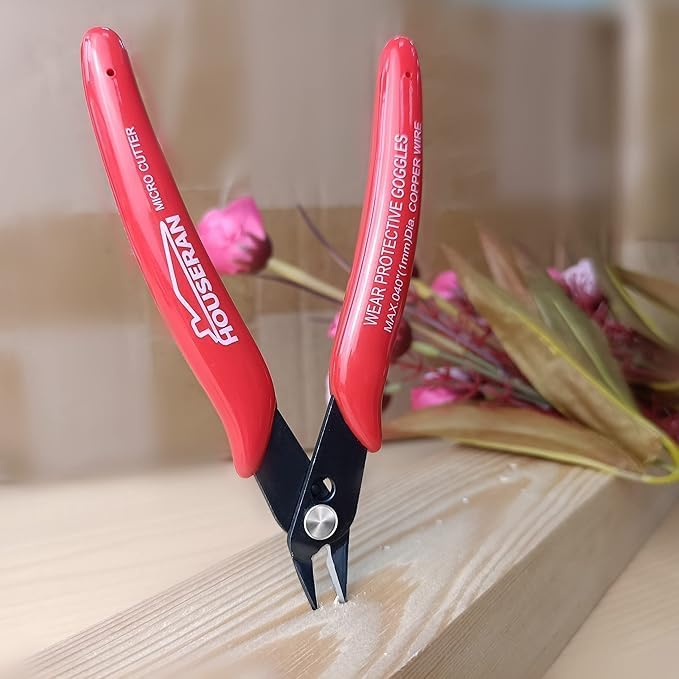 Small Wire Cutters, 2 PACK, 5 Inch Micro 170 Flush Cutter, Wire Cutters Spring Loaded Cutting Pliers, Side Cutters, Diagoanl Cutters for Jewelry Making, Models, Zip Ties Plastic Wire Snips
