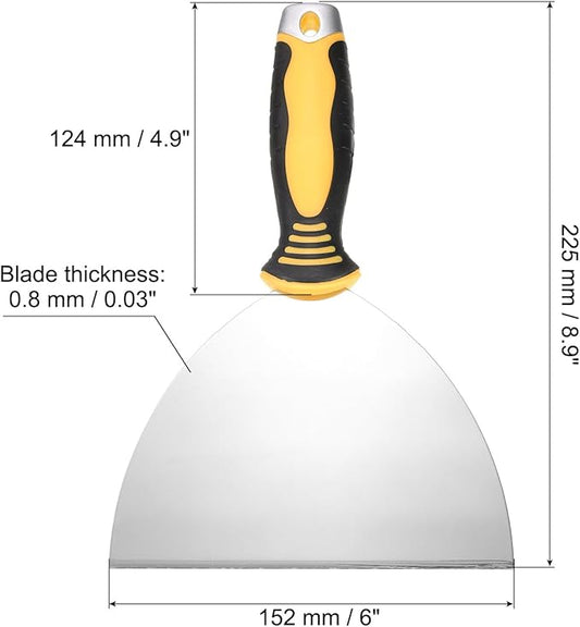 uxcell Putty Knife 6" High Carbon Steel Paint Scraper Flexible Drywall Repair Mud Knife for Removing Cement Wallpaper Mud Adhesive Taping with Metal Hammer End