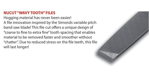 Simonds - 73428000 Hand File, American Pattern, Double Cut, Square, Coarse, 6" Length, 1/4" Width, Thickness