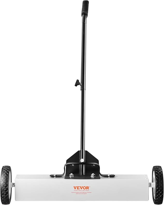 VEVOR 24-Inch Magnetic Sweeper with Wheels, 50 lbs Capacity, with Telescoping Magnetic Pickup Tool, Adjustable Handle, Magnetic Pickup Sweeper to Pick Up Nails and Screws, for Workshop, Garage, Yard