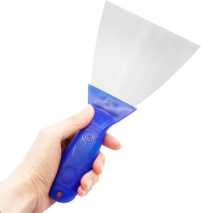 Putty Knife, 2 PCS 5 Inch Carbon Steel Scraper, Plastic Handle Spackle Knives for Drywall, Decals, Wall paper, Patching, Painting, Taping, Scraping Coating