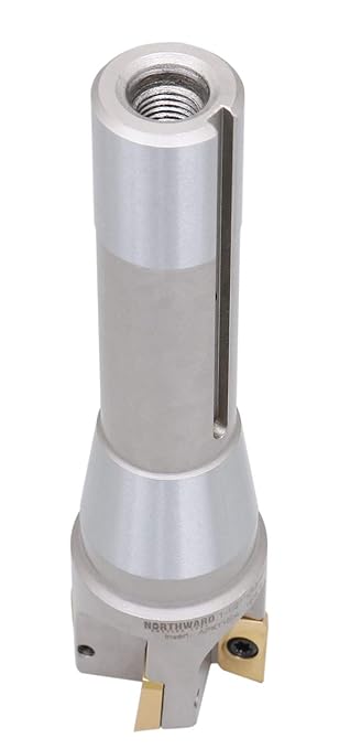 Accusize Industrial Tools 1-1/2'' Diameter by 6-1/8'' Oal 90 Degree R8 Shank Indexable End Mill with 4 Apkt1604 Carbide Inserts, 0028-6905