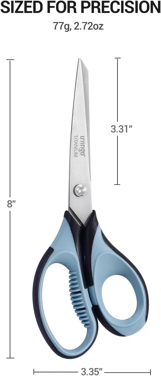 LIVINGO 3 Pack Office Scissors All Purpose ??Titanium Coated Blades, Ergonomic Colorful Handles, Sharp Heavy Duty Shears for Home, Office, and Craft Use