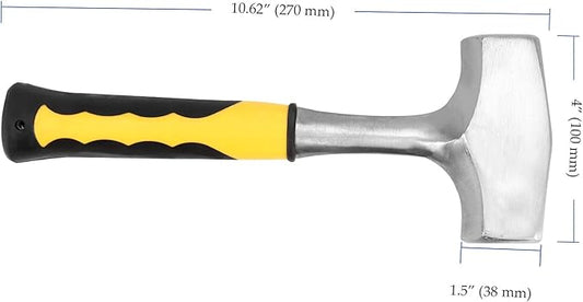 2 Pack 3 lb Sledge Hammer, Heavy Duty Club Hammer with Fiberglass Handle for Driving Stakes, Demolition Work, Cracking Rocks, Mining