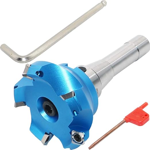 3.15 Inch Face Milling Cutter Aluminum KM12 80MM CNC End Milling Cutter Holder + R8-FMB22 Shank Face Shell Mill Arbor + 5pcs SEHT1204 Carbide Inserts + 8mm Hexagon Wrench + T20 Wrench CNC Machine Tool