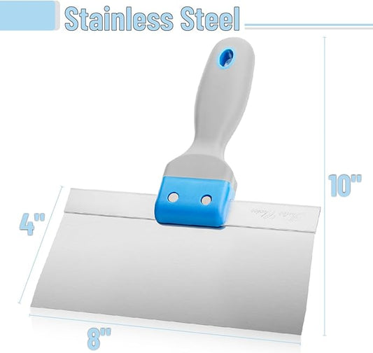 Bates- Taping Knife, 8 Inch, Stainless Steel Drywall Taping Knife, Soft Grip Handle
