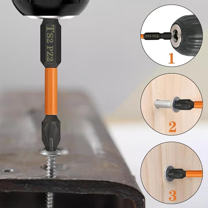 10PCS Magnetic PZ2 Pozi Screwdriver Bit Set Quick Release 1/4 Inch Hex Shank Pozidriv #2 Drill Bits S2 Alloy Steel Impact Driver Bit for Power Drilling (2 Inch Length)