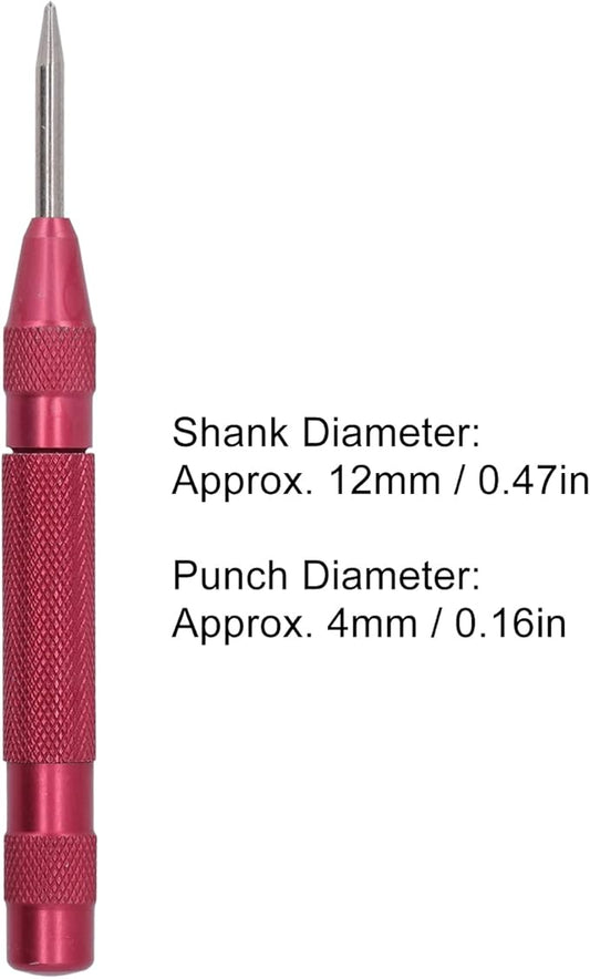 Center Punch, 4Pcs 5inches Center Punch Automatic High Speed Steel Tool Set Kit for Furniture Installation Machine Maintenance (Red)