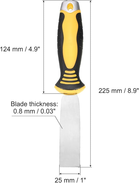 uxcell Putty Knife 1" High Carbon Steel Paint Scraper Flexible Drywall Repair Mud Knife for Removing Cement Wallpaper Mud Adhesive Taping with Metal Hammer End