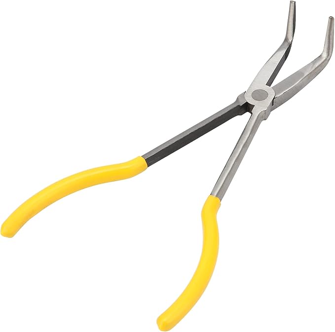 MOUYAT 5 PCS 11 Inch Long Nose Pliers Set, Long Reach Needle Nose Pliers Set Including Straight, 25 Degrees, 45 Degrees, 90 Degrees and Circle Pliers for Mechanics Technicians Contractors Work Repair
