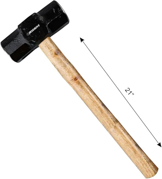 Sledge Hammer 6 lb Wooden Hammer length with 21 inch Polished Hitting Face Metalworking Tools for Home Improvement, Automotive, Industrial, and Construction E-3006