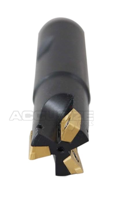 Accusize Industrial Tools 3/4'' 90 Deg Square Shoulder Indexable End Mill, 3-1/2'' Overall Length, Apkt11t3 Carbide Inserts, 3 Flute, 0056-0917