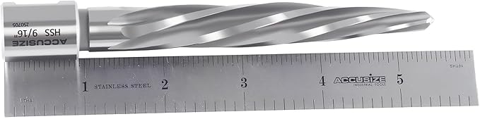 Accusize Industrial Tools 9/16'' H.S.S. Aligning Reamer with 3/4'' / 0.75'' Weldon Shank, Spiral Flute, 0521-0916