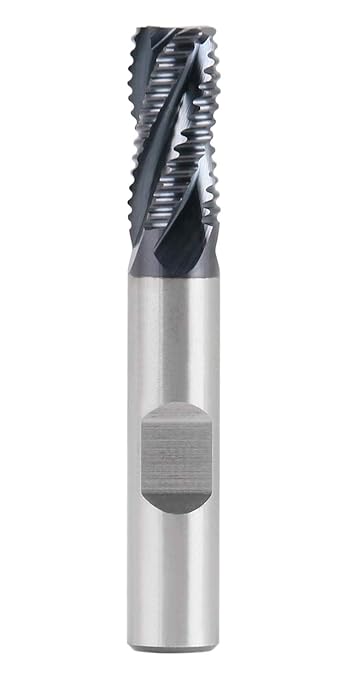 Accusize Industrial Tools Standard Tooth M42 8% Cobalt TiAlN Roughing End Mill, 3/8" Diameter, 3/8" Shank Diameter, 3/4" Flute Length, 1102-0038