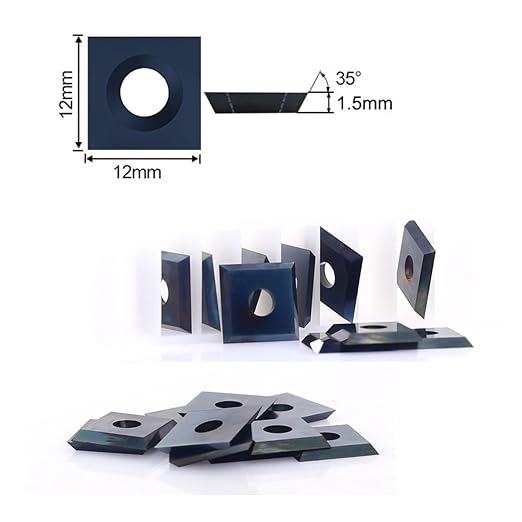10PCS 12x12x1.5mm(Thickness) DLC Coated Carbide Inserts Cutters for Slab Flattening Router Bit, 4-Cutting Edge(Reversible), Standard Square Blade for Surfacing Router bit, Cutting Sharper