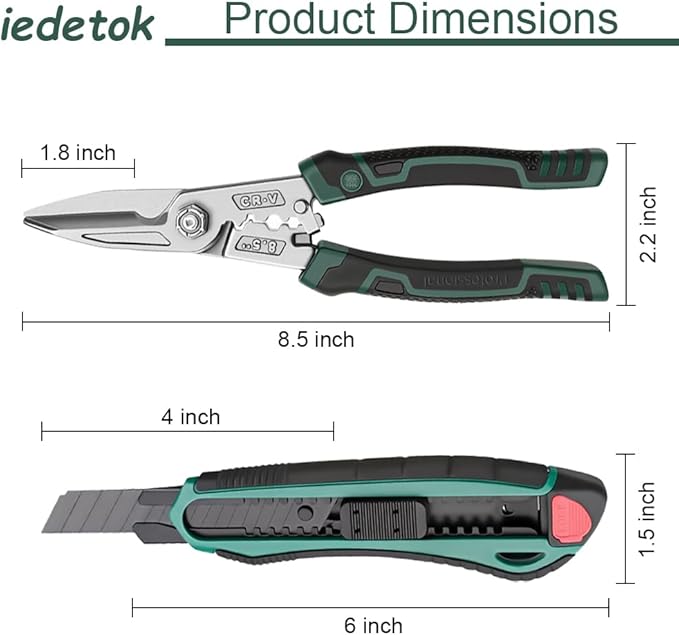 Heavy Duty Scissors, 8.5'' Multi-Functional Scissors, Comfortable Non-Slip Handle, Sharp Serrated Edge, Industrial Shears for Metal Sheets, Wires, Leather, Plastic, Hemp Rope
