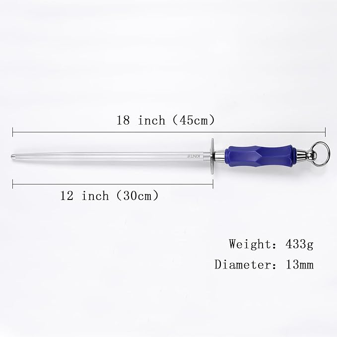 Honing Steel 12 inch Professional Knife Sharpener Honing Rod, Fine Lines, High Carbon Steel, High hardness, Knife Sharpening Steel