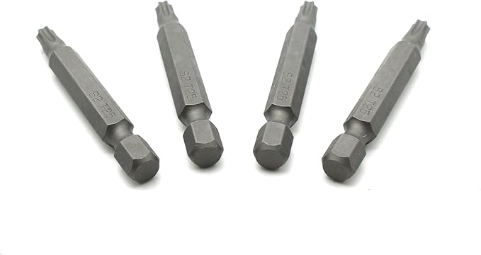 TEMO 25 pc T25 Torx 6 Point Impact Ready 2 Inch Length Screwdriver Insert Bits Hex Shank with Quick Release Slot