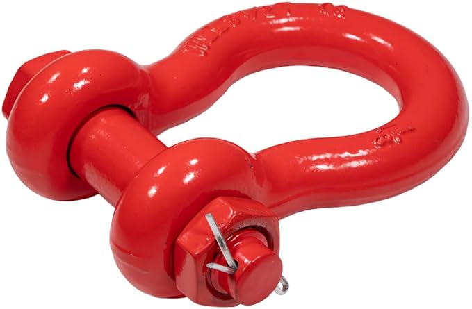 Mytee Products 1-1/8" Anchor Shackle Forged Carbon Steel w/Safety Screw Pin Load Limit 19,000 lbs, Double Rust Protection Heavy Duty D Ring Bolt Type Shackle for Towing, Rigging & Vehicle Recovery