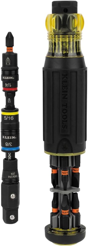 Klein Tools 32517HD KNECT 17-in-1 Impact-Rated Hybrid Screwdriver/Nut Driver, Magnetic, Flip Socket, 11 Bits, 3 Nut Drivers, Bit Holder, Square Adapter