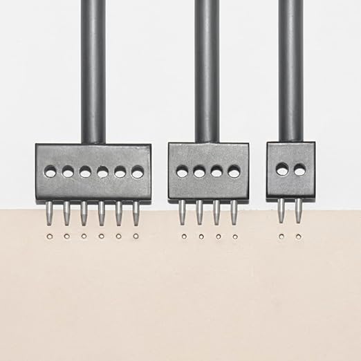 Leather Round Hole Punching Tool 3pcs Prong Punch Tool Set with 2/4/6 Prong Options for Precise Round Hole Punching DIY Leather Craft (6MM)