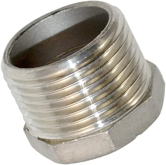 1" Male x 3/4" Female Thread Reducer Bushing Pipe Fitting, Adapter, Stainless steel SS 304 NPT