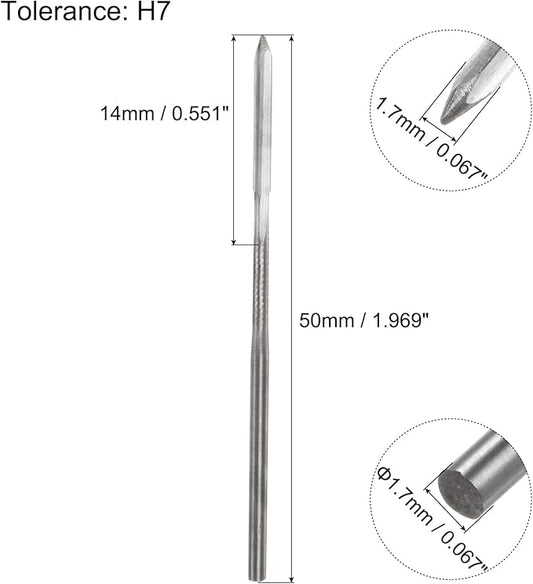 uxcell Chucking Reamers, 1.7mm H7 Metric Machine Reamer Drill Bit for Metal Wood Hole Reaming, Straight Flute High Speed Steel Tool
