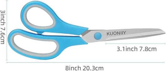 Scissors, Sharp Blade, Ergonomic Handle, Sturdy Scissors for Office, Home, School, Sewing, Fabric, Craft Supplies, 20 Pack, 8 inch