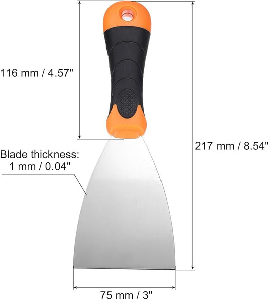 uxcell Putty Knife 3" Stainless Steel Paint Scraper Flexible Drywall Repair Mud Knives for Removing Cement Wallpaper Mud Adhesive Taping