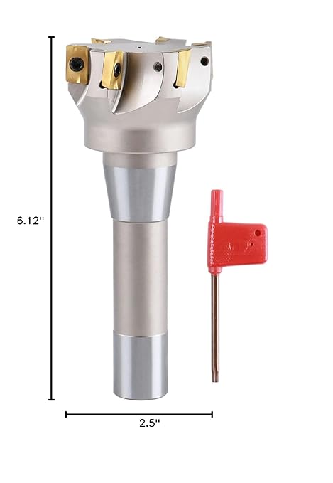 Accusize Industrial Tools 2-1/2'' Cutting Diameter by 6-1/8'' Oal 90 Degree R8 Shank Indexable End Mill with 6 Apkt1604 Carbide Inserts, 0028-6907