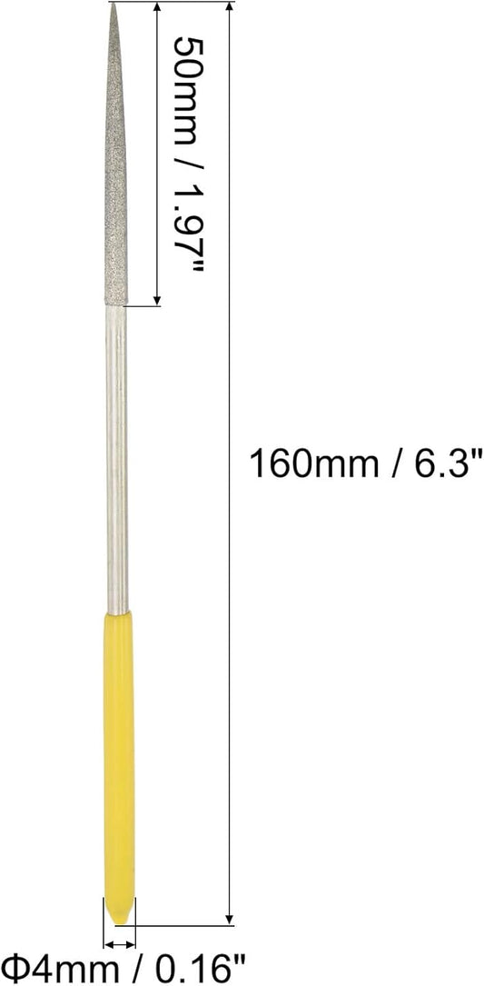 uxcell Diamond Needle Files, 4mm x 160mm Round Type File Handles Hand Tool for Metal Wood Stone Marble 2pcs