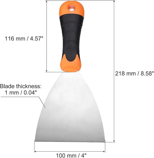 uxcell Putty Knife 4" Stainless Steel Paint Scraper Flexible Drywall Repair Mud Knives for Removing Cement Wallpaper Mud Adhesive Taping