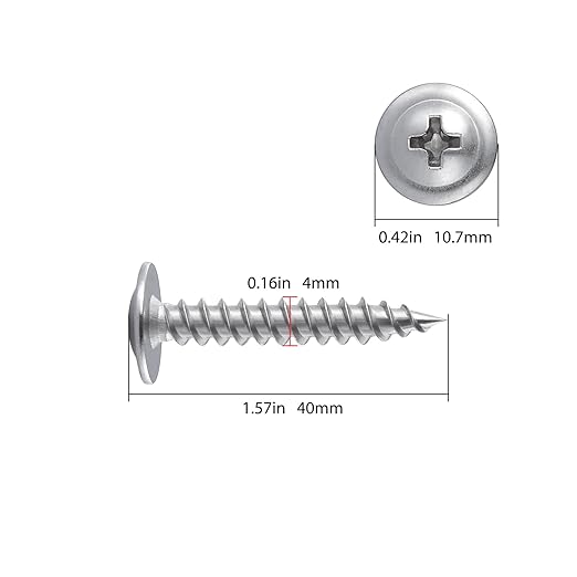 (150 pcs)#8횞1-1/2" Phillips Truss Head Wood Screws Stainless Steel 410 Quick Metal Self Tapping