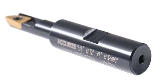 Accusize Industrial Tools 3/8" 90째 Square Shoulder Indexable End Mill w/ 10 add'l APKT11T308 Inserts, 1/2" Shank, 3" OAL, 0.433" ap, 1 Flute, APKT11T308 Carbide Insert, 0056-0912+0056-1130