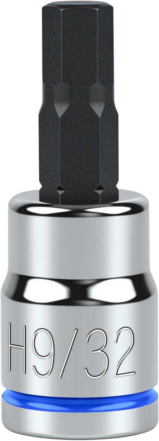 3/8 Inch Drive Hex Bit Socket, H9/32, Full Polished, Premium CR-V & S2 Alloy Steel Head Made for Auto/Mechanical