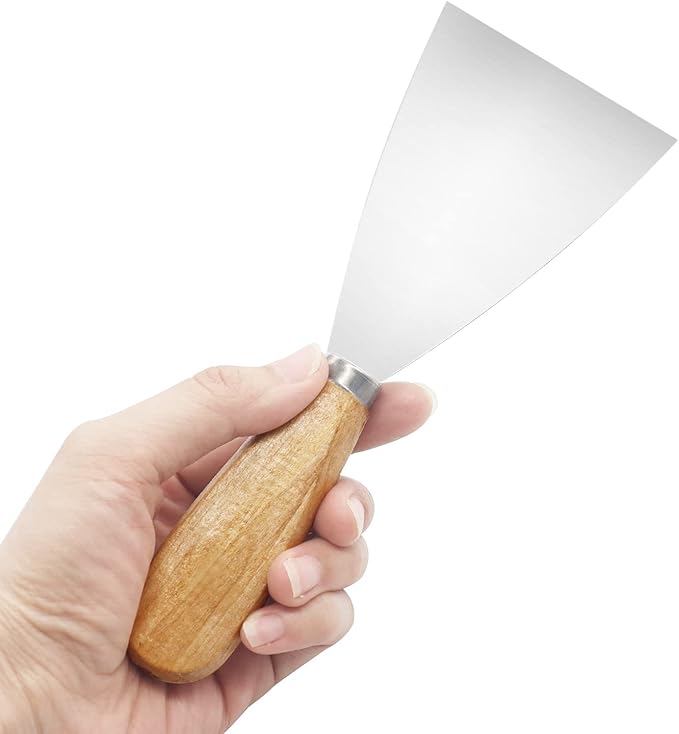 Putty Knife, 2.5 Inch Metal Scraper, wooden Handle Spackle Knives for Drywall, Decals, Wall paper, Patching, Painting, Taping, Scraping Coating