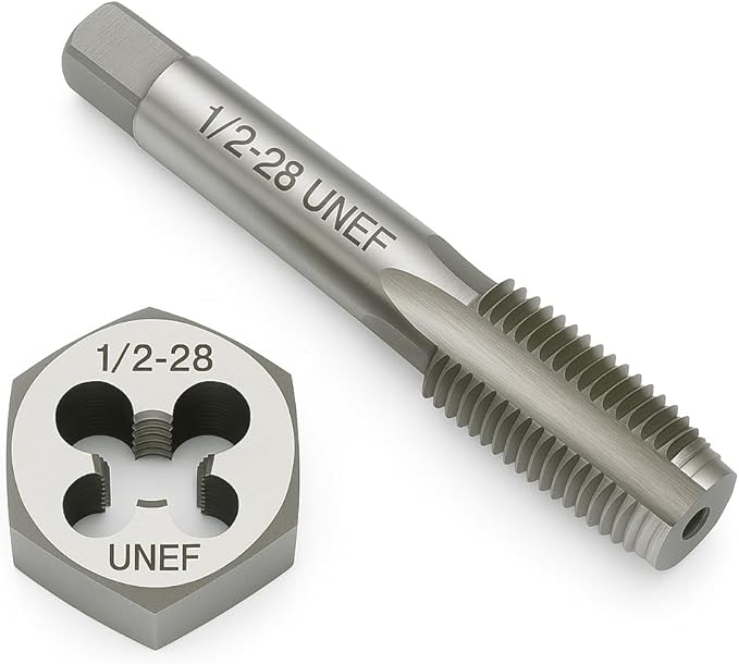 Yamesh 1/2"-28 Thread Tap and Die Set HSS Tap with GCr15 Alloy Steel Hex Die Right Hand Thread Repair Tool for Metalworking and Machinery
