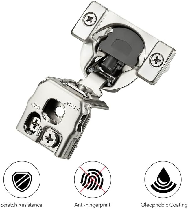 Ravinte 10 Pack 5 Pairs 1-5/16 inch Overlay Cabinet Hinges Kitchen Soft Close Cabinet Hinges Hidden Door Hinge for Kitchen Cabinet Stainless Steel Adjustable Hinges Satin Nickel Cabinet Hardware