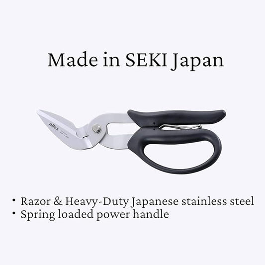 ALLEX Cardboard Scissors Heavy Duty 8.8" Spring Loaded Craft Scissors Angled Blade, Japanese Stainless Steel Blade, Made in Japan