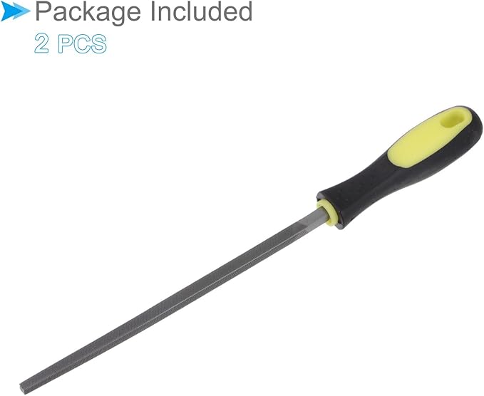 Square File, | 8 Inch File Length |, High Carbon Steel Medium Cut File Hand Rasp with Anti-Slip Grip Handle - (Applications: for Shaping Metal Wood Plastic), 2-Pieces