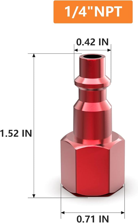 GASHER 20PCS 1/4-Inch NPT Female Red Aluminum Industrial Air Plug, Pneumatic Plugs 300PSI