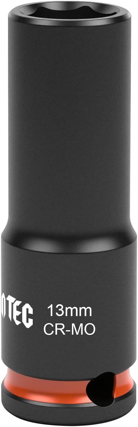 6-Point Deep Impact Socket, 3/8-Inch Drive 13mm Socket, Cr-Mo,Automotive, Truck Maintenance, Heavy Equipment Repair