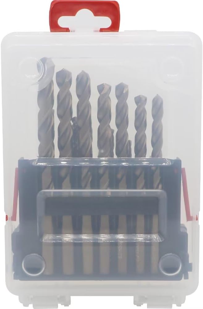 Metric Cobalt Drill Bits 1-10mm 19PCS, M35 high Speed Steel, high Hardness Straight Shank Drill, Mechanical or Hand Drill for Drilling, Suitable for Stainless Steel, Iron, Copper and Aluminum.