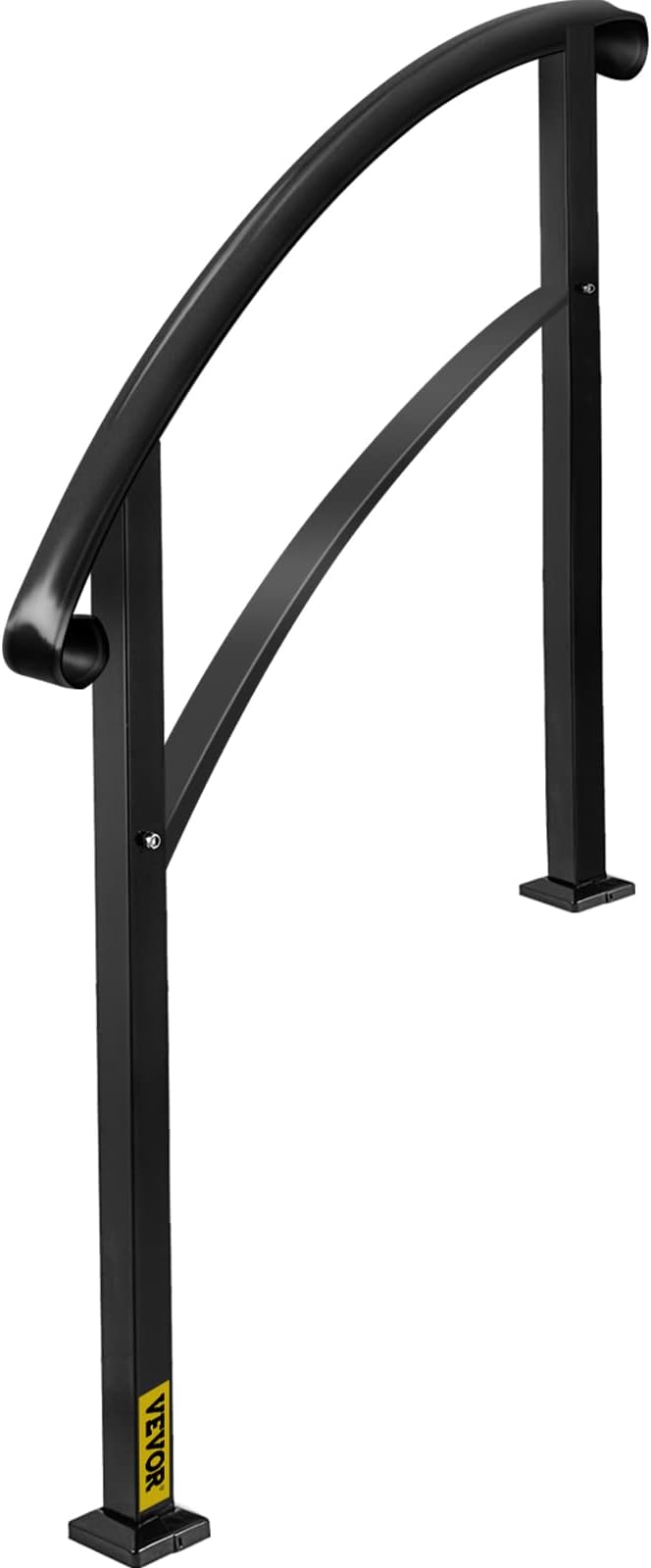 VEVOR Outdoor Steps Handrail, Black Arch#1, Adjustable Metal Staircase Railing, Thickened Porch & Deck Railing