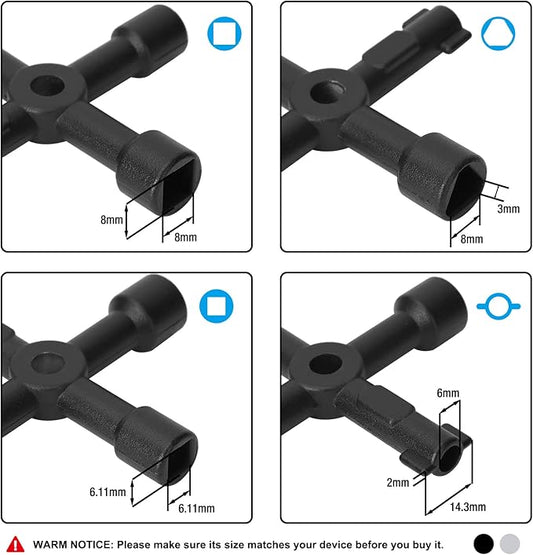 DURATECH 4 Way Utility Key, Multi-functional Water Key Set, 2-Pack, for Valve, Faucet, and Spigots
