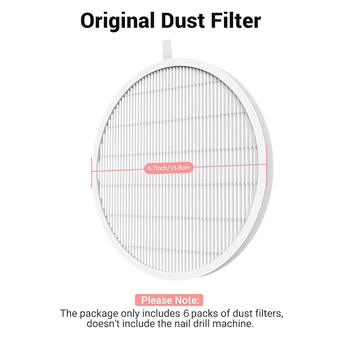 MelodySusie Nail Dust Collector Replacement Filter 6 Pack, Reusable Dust Filter for MelosySusie Nail Dust Collector Vacuum Fan Dust Collector Extractor Electric Dust Suction Machine