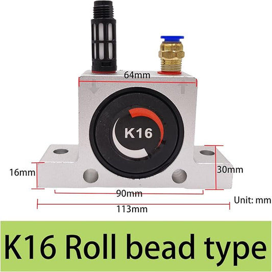 K16 Pneumatic Turbine Vibrator G1/4in Air Turbine Industrial Type Ball Oscillator with Silencer Connector for Vibration